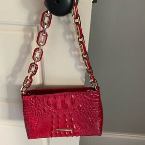 Brahmin Red Embossed Shoulder Bag with Chain Strap classy and great for Holiday